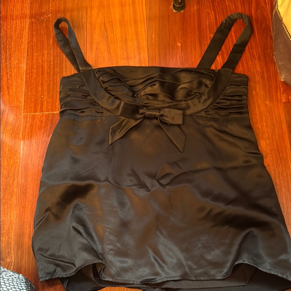 Betsey Johnson Black Satin Bow Tank – Size 2